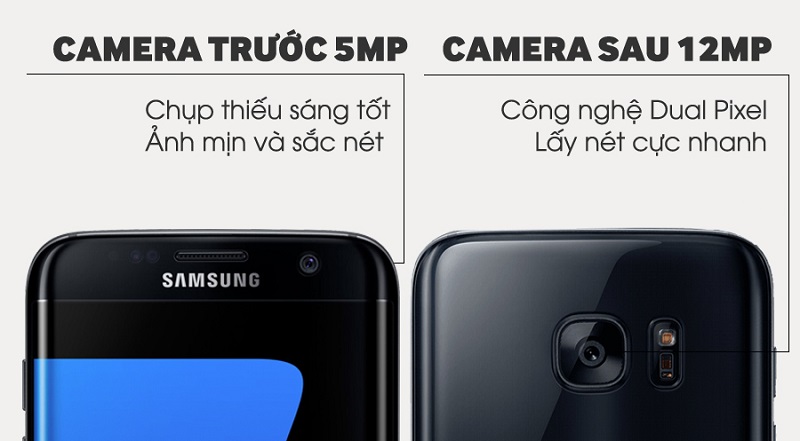 Galaxy S7 Edge có camera trước 5MP và camera sau 12MP