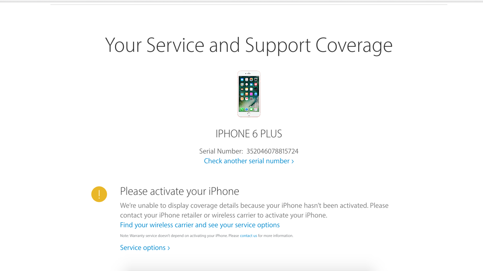 Kiểm tra IMEI iPhone 6 Plus chưa active
