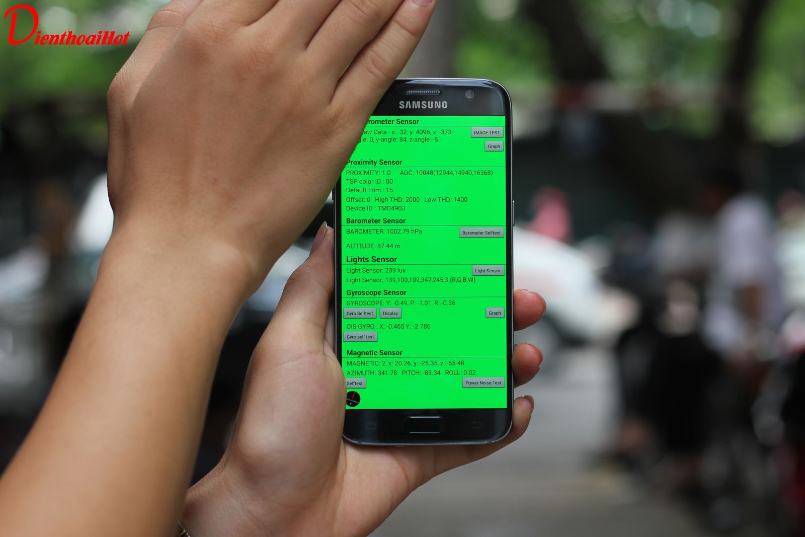 Test cảm biến tiệm cận trên chiếc Samsung Galaxy S7 Xách Tay thị trường Mỹ