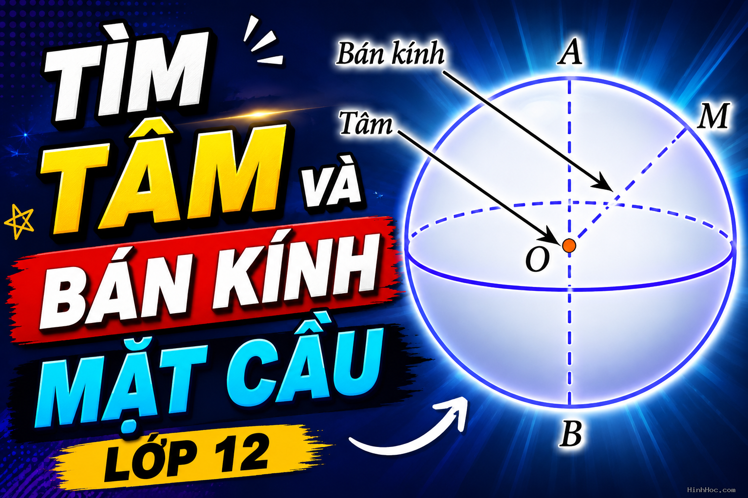 Tìm tâm và bán kính mặt cầu lớp 12