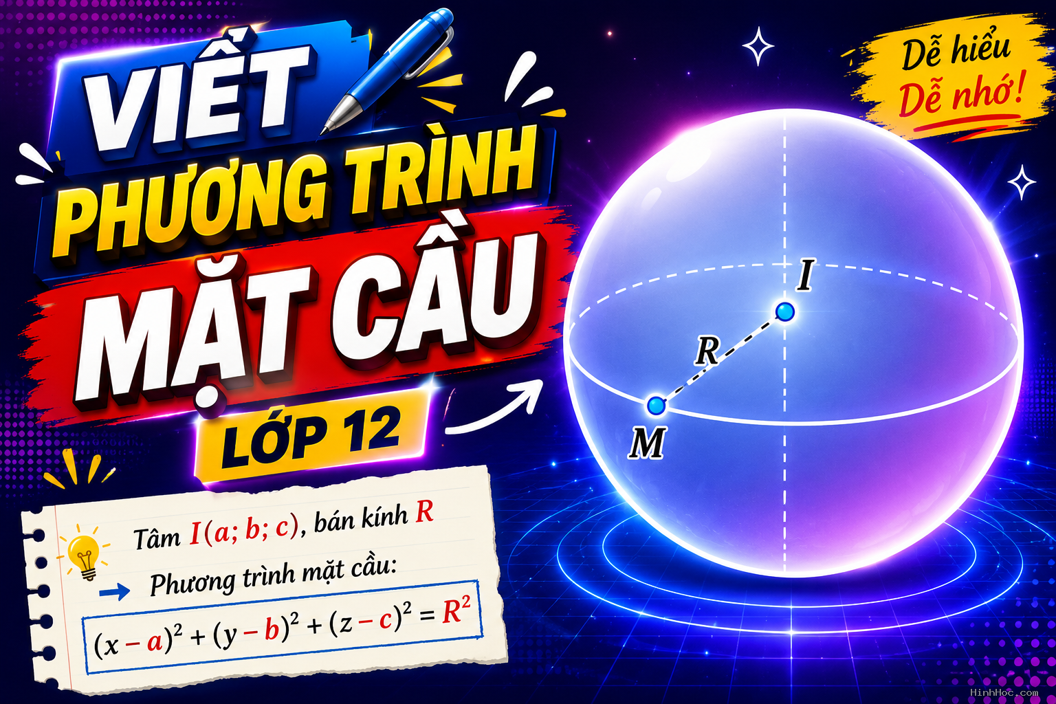 Viết phương trình mặt cầu