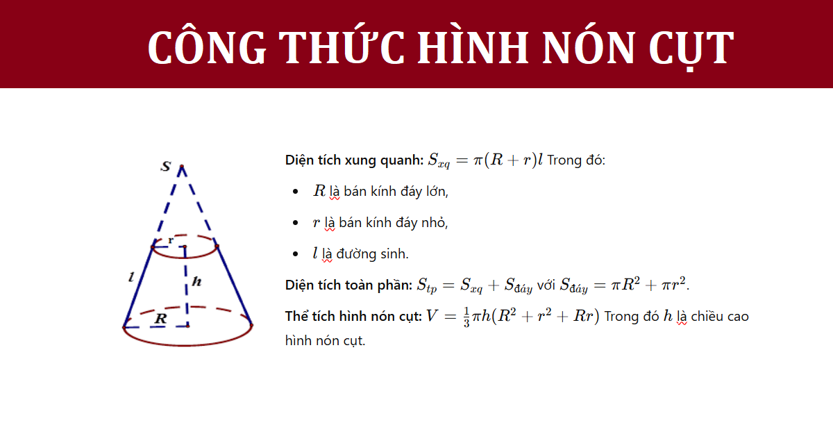 Diện tích xung quanh hình nón cụt